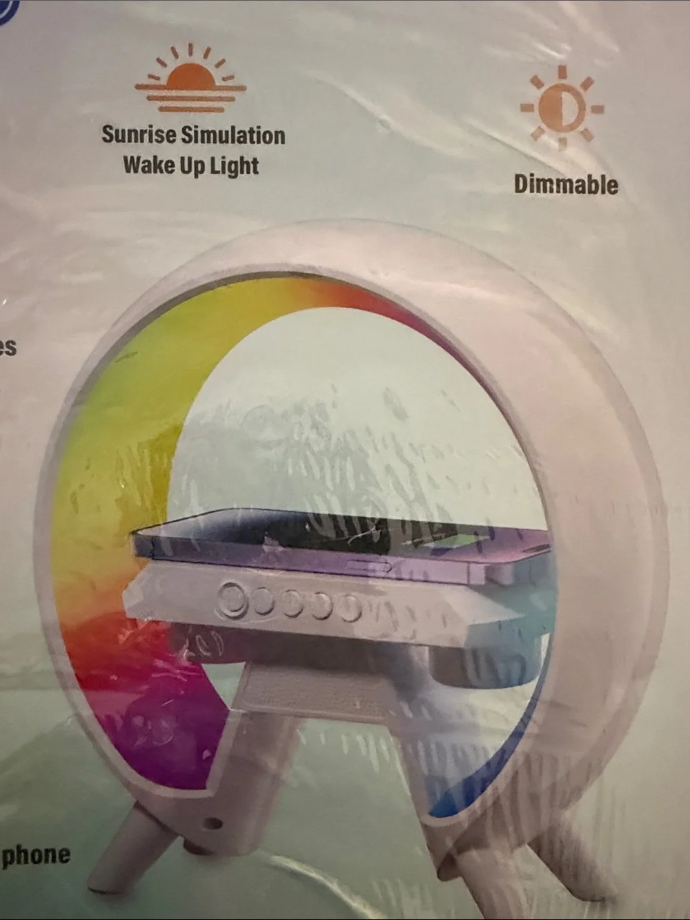 LED Wireless Charging Speaker XM - X63 in White with Rainbow Accent